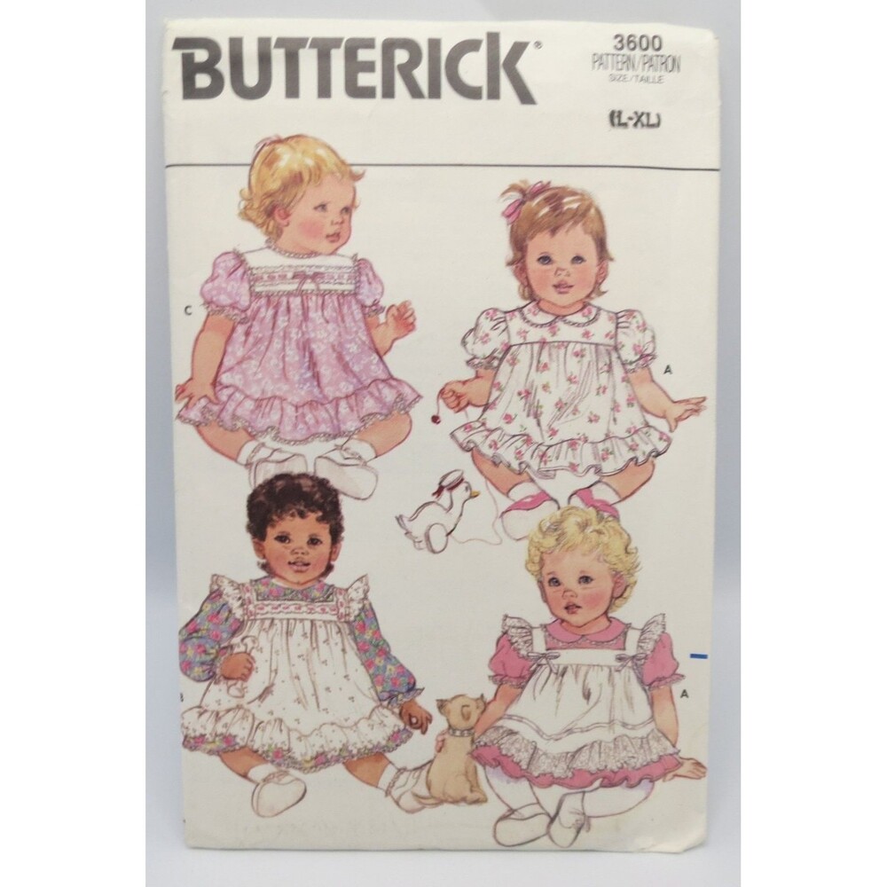BUTTERICK 3600 Infants' Dress Pinafore L-XL 1980s Vintage Baby